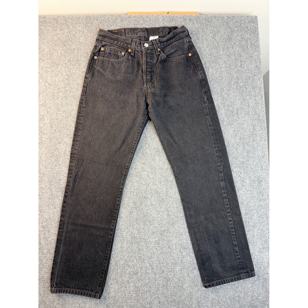 Vintage Levis 501 Jeans Mens 31x32 Faded Black Cotton Straight Leg Button Fly